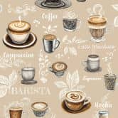 Vliestapete Kaffenmotiv Grafisch Modern matt in Beige 