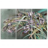 Leinwandbild 3 teilig, Iris Blumen im Wind 
