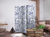 Paravent, Raumteiler freistehend, Trennwand - Rome and Botany - Blue Pattern with a Greek and Plant Motif 