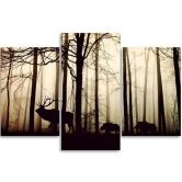 Leinwandbild 3-teilig, Wald Hirsche Tiere Natur 