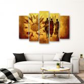 Leinwandbild 5 teilig, Afrika Sonnenblumen Gelb 