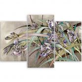 Leinwandbild 3 teilig, Iris Blumen im Wind 