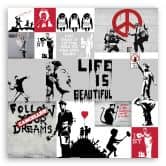 Tableau sur toile, composition Banksy graffiti 