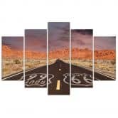 Leinwandbild 5 teilig, Route 66 Road Landschaftsbild 