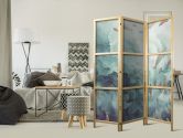 Japanischer Paravent, Raumteiler freistehend, Trennwand - Fish in Muted Colors: Groups in Oceanic Depths 