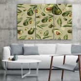 Lærredstryk 3 dele, halve avocado 