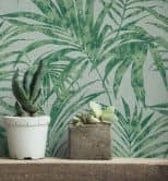 Papier peint à fleurs, papier peint intissé Novamur Yvi vert 