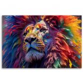 Lærredskunst Neon Lion Africa AI 