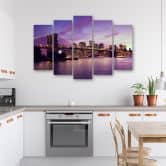 Wandbild 5-teilig, New York Brooklyn Bridge Lila 