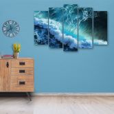Leinwandbild 5 teilig, Wellen Meer Ozean Blau 