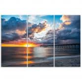 Leinwandbild 3-teilig, Meer bei Sonnenuntergang 
