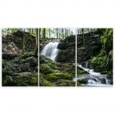 Leinwandbild 3-teilig, Wasserfall Wald Felsen 