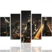Wandbild 5-teilig, Dubai at Night Stadt Panorama 