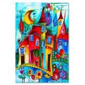 Leinwandbild, Bunte Stadt bei Nacht 