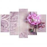 Leinwandbild 5 teilig, Rosa Blume Abstraktion 