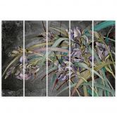 Leinwandbild 5 teilig, Iris Blumen im Wind 