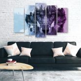 Leinwandbild 5 teilig, Wolf Tiere Wald Violett 