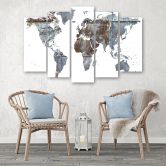 Leinwandbild 5 teilig, Weltkarte Abstrakt  