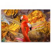 Leinwandbild, Flamingo Gold Tiere 