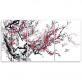 Leinwandbild 3-teilig, Kirschblüte Japan Baum 