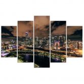 Leinwandbild 5 teilig, Architektur Stadt Nacht 