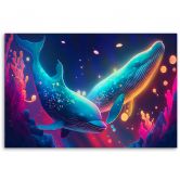 Leinwandbild, Neon-Wale unter Wasser 