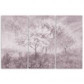 3-delige canvas print een bloeiende boom in de weide oud zwart-wit 