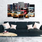 Leinwandbild 5 teilig, Taxi Times Square New York 
