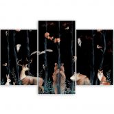 Leinwandbild 3 teilig, Waldtiere Hirschbär Fuchs 