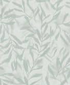 Vliesbehang in wit groen bladlook vintage bloemige natuur  