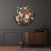 Rundes Leinwandbild Retro Vintage Blumen 