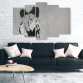 Impression sur toile en 5 parties, Banksy embrassant des policiers 