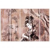 Leinwandbild 5 teilig, Geisha und Bambus 