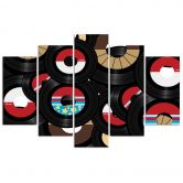 Leinwandbild 5 teilig, Vinyl-Musik 