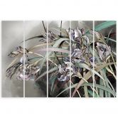 Leinwandbild 5 teilig, Iris Blumen im Wind 