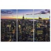 Leinwandbild 3-teilig, New York Stadt Nacht 