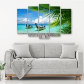 Leinwandbild 5 teilig, Tropischen Strand Meer Boote 