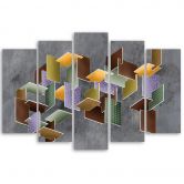 Canvas print 5 delen, 3D puzzel 