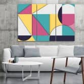 Leinwandbild 3 teilig, Geometrische Abstraktionsformen 