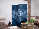 Paravent, Raumteiler freistehend, Trennwand - Ornament in Blue and Cool Colors. Dark Blue Decoration 