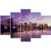Leinwandbild 5 teilig, New York Manhattan Sonnenuntergang 