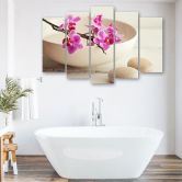 Leinwandbild 5 teilig, Orchid Bowl Blumen Beige 