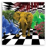 Canvas schilderij, kleurrijke olifant 