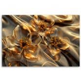 Leinwandbild, Transparente Blumen in Gold 