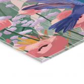 Acrylglasbild Zwei Kolibris auf der bunten Blumenwiese - Goed Blauw 