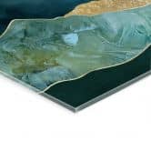Tableau sur verre acrylique Paysage ensoleillé en bleu et or - SpaceFrog Designs 