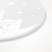 Acrylglasbild, Fensterbild zum Aufhängen Schlafender Teddy auf dem Mond | Babyzimmer Hängedeko - Rund 