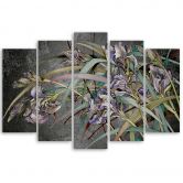 5-delige canvas print, Iris bloemen in de wind 