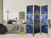 Japanischer Paravent, Raumteiler freistehend, Trennwand - Ornament in Blue: Dark Blue Decoration 