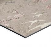 Wanddecoratie Kraanvogels in Kersenbloesem Rush Beige - Bloomery Decor - Aluminium Dibond 